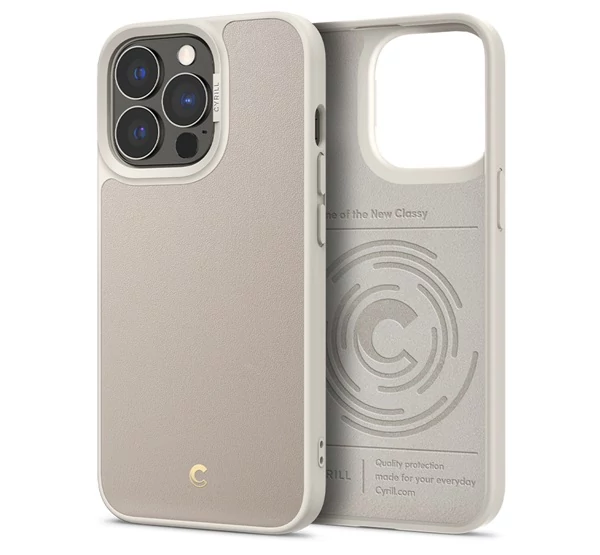 Cyrill by Spigen Apple iPhone 13 Pro Leather Brick Cream tok, Cream