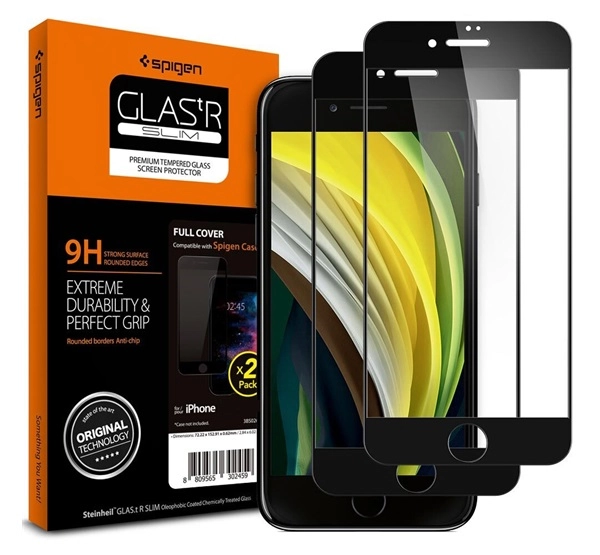 Spigen Glass FC Apple iPhone SE 2022/2020/8/7 Tempered kijelzővédő fólia 2db, fekete