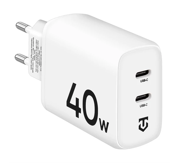 Tactical Base Plug Dual gyorstöltő adapter 2xType-C, 40W,fehér