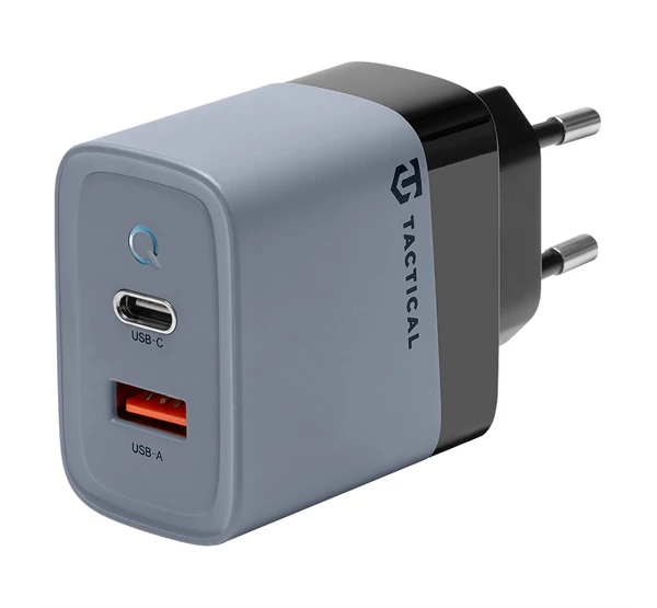 Tactical Microgrid töltő adapter USB + Type-C, GaN, 45W, szürke