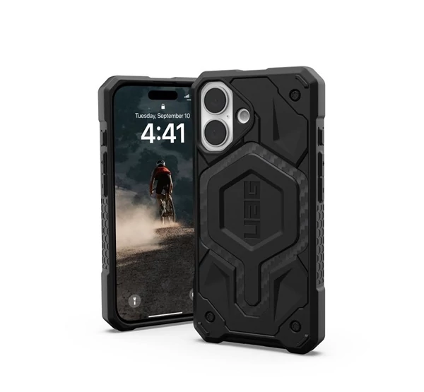 UAG Monarch Apple iPhone 16 hátlap tok, fekete (carbon fiber)