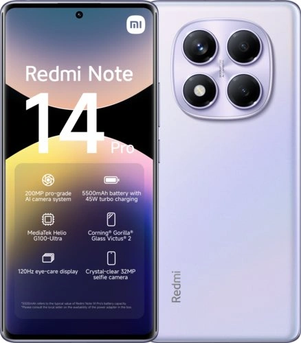Xiaomi Redmi Note 14 Pro 256GB 12GB RAM Dual - lila