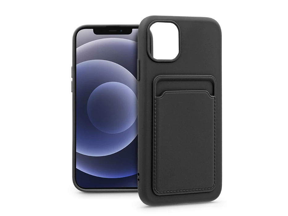 Haffner Card Case kártyatartós szilikon tok - Apple iPhone 12/12 Pro - fekete
