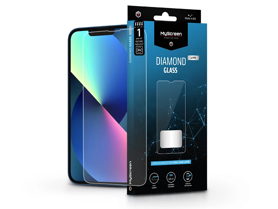 Apple iPhone 13/13 Pro/14/14 Pro edzett üveg képernyővédő fólia - MyScreen      Protector Diamond Glass Lite Full Glue - átlátszó