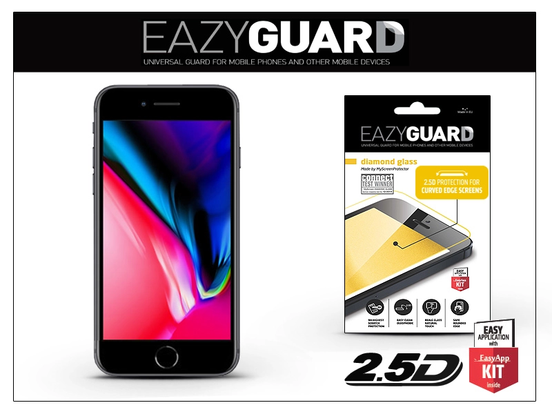 Apple iPhone 7/iPhone 8/SE 2020 gyémántüveg képernyővédő fólia - Diamond Glass 2.5D Fullcover - fekete