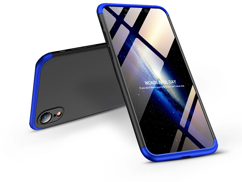 Apple iPhone XR hátlap - GKK 360 Full Protection 3in1 - fekete/kék