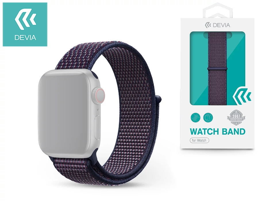 Devia Deluxe Series Sport3 Apple Watch szövet sport szíj - 42/44/45/49mm - indigókék