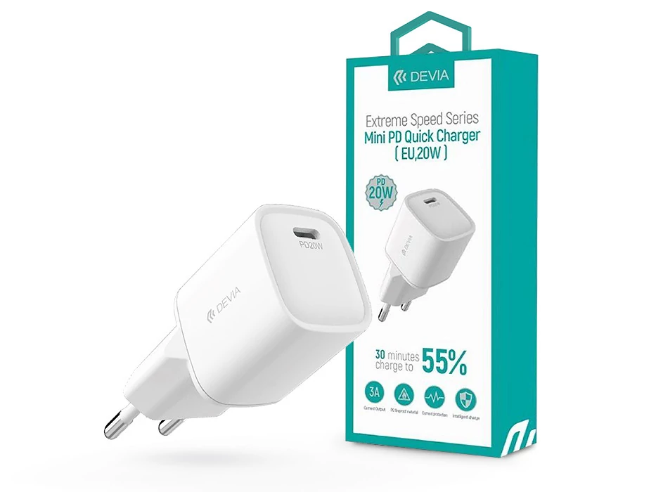 Devia Extreme Speed Series 20W PD hálózati gyorstöltő adapter Type-C - fehér