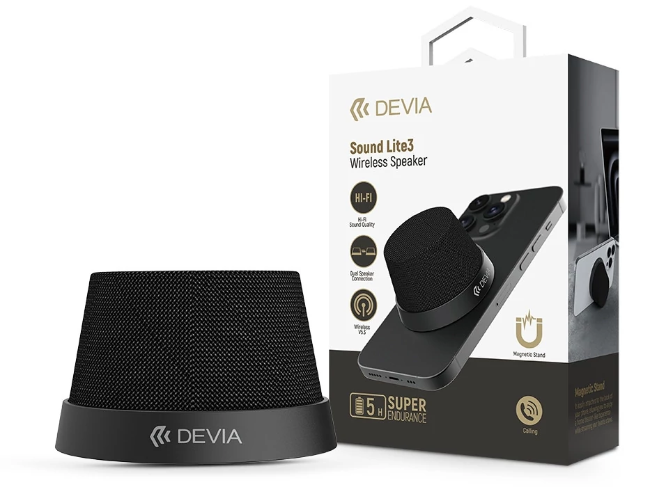 Devia Sound Lite3 vezeték nélküli mágneses bluetooth hangszóró - fekete