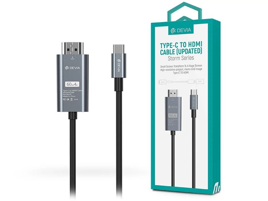 Devia Storm Series USB Type-C/HDMI kábel 2m (Updated) - fekete