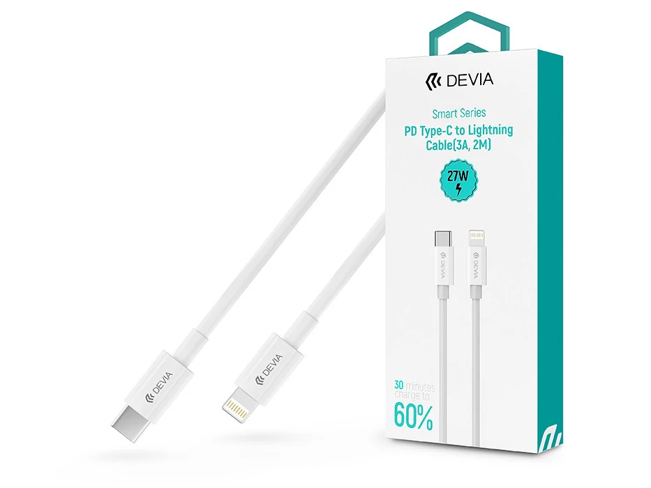 Devia Smart Series 27W PD USB Type-C/Lightning adat- és töltőkábel 2m - fehér
