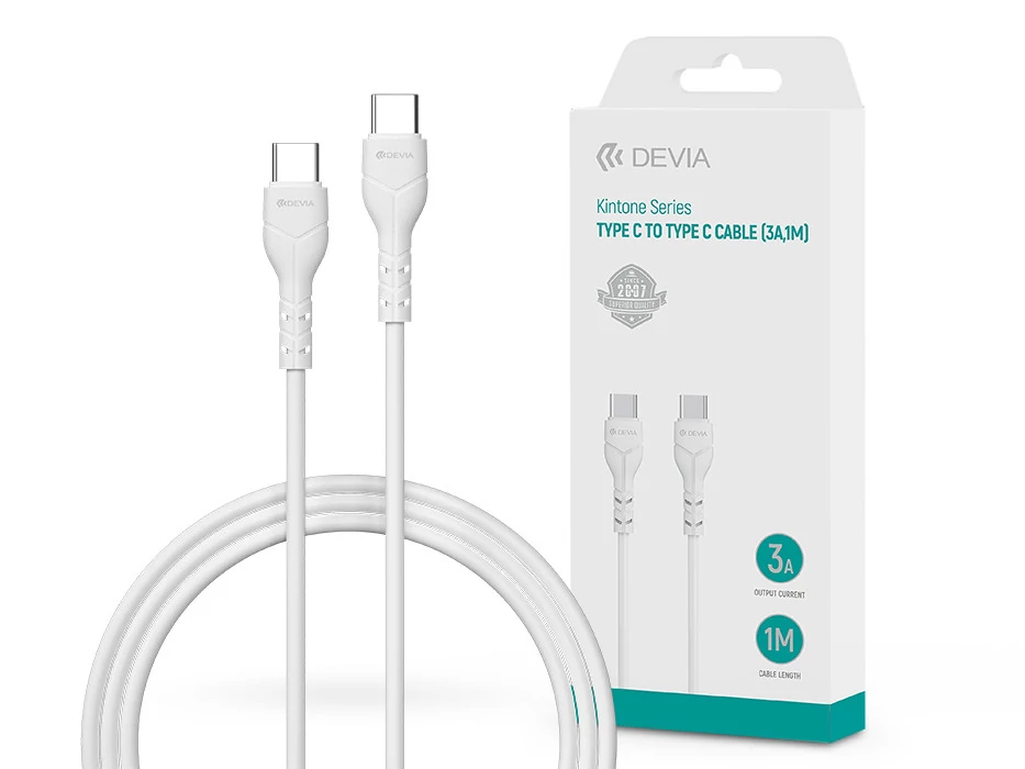 Devia Kintone Series 60W Type-C/Type-C adat- és töltőkábel 1m - fehér