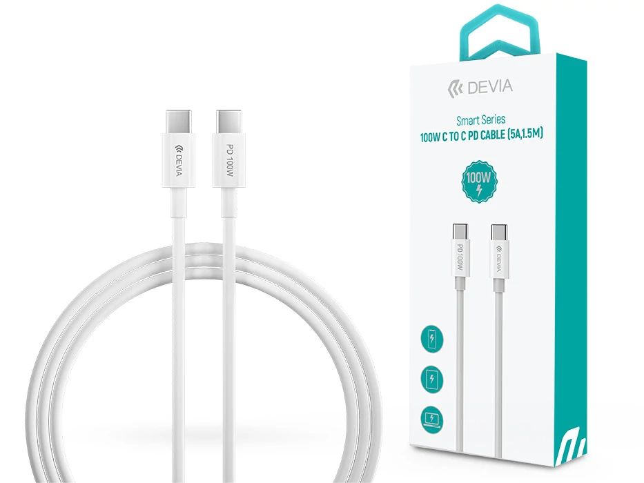 Devia Smart Series 100W Type-C/Type-C adat- és töltőkábel 1,5m - fehér