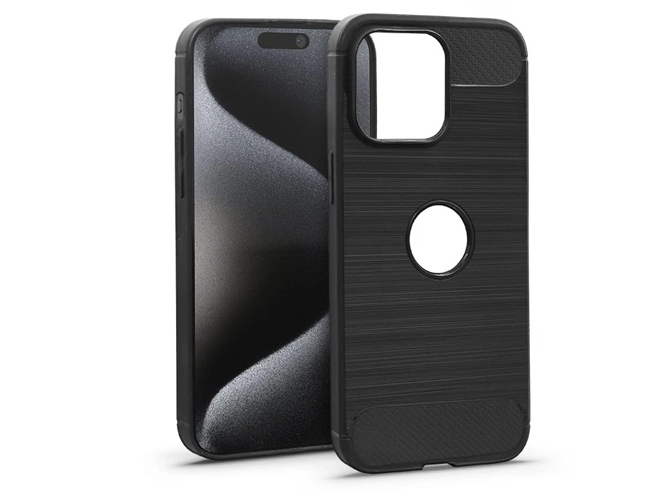 Haffner Carbon szilikon tok - Apple iPhone 15 Pro Max - fekete