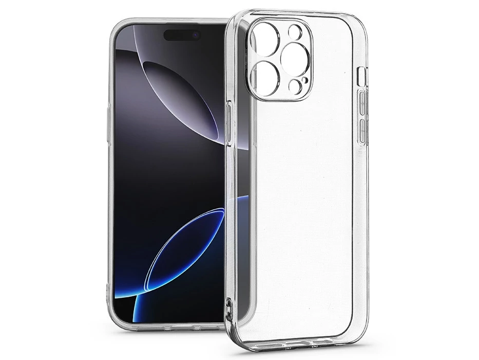Haffner Clear Case kameravédős szilikon tok - Apple iPhone 16 Pro - átlátszó