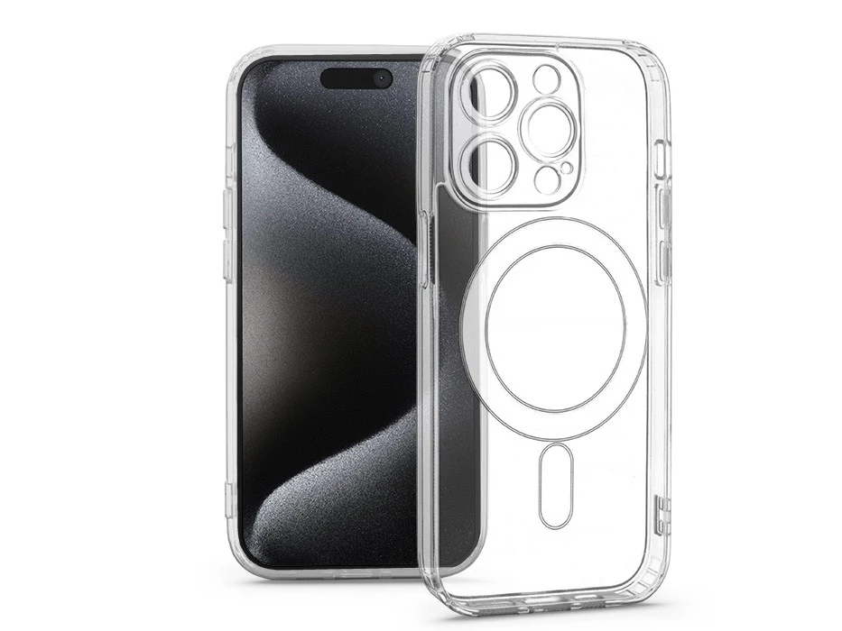 Haffner Clear Mag Cover kameravédős szilikon tok - Apple iPhone 15 Pro - átlátszó
