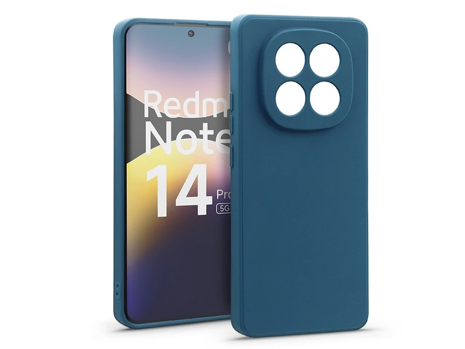 Haffner Matt szilikon tok - Xiaomi Redmi Note 14 Pro Plus 5G - kék