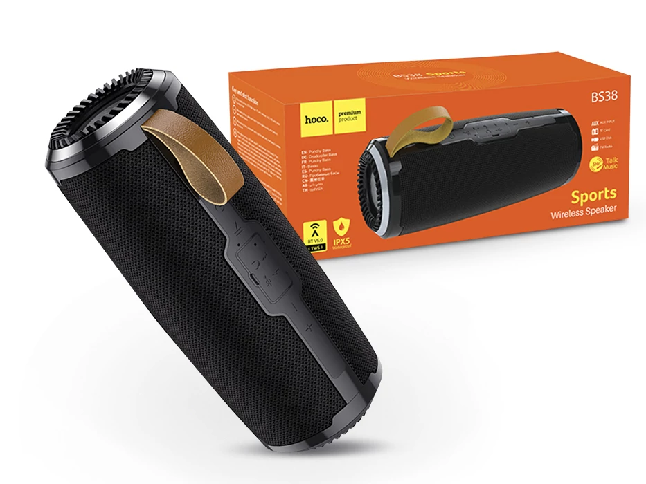 HOCO vezeték nélküli bluetooth hangszóró - HOCO BS38 Sport Wireless Speaker - fekete