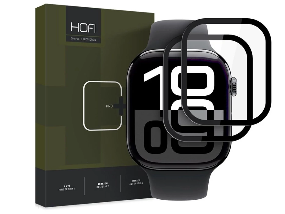 HOFI Hybrid Pro+ Glass - Apple Watch Series 10/11 (46 mm) üvegfólia - 2 db/cs - fekete