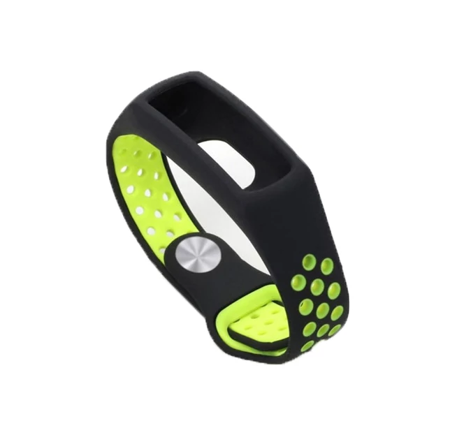 Huawei Honor Band 4 5 - cserélhető lyukacsos sport szilikon szíj - fekete-zöld