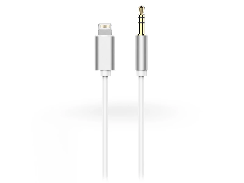 Haffner Lightning - 3,5mm jack audio kábel 1m - fehér/ezüst