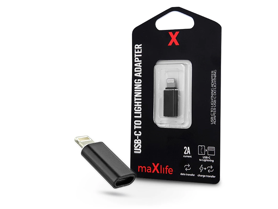 Maxlife USB-C To Lightning Adapter USB Type-C/Lightning adapter - 2A - fekete
