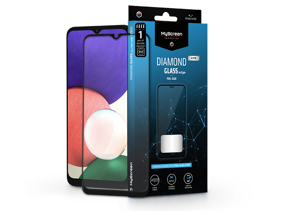 Samsung A226B Galaxy A22 5G edzett üveg képernyővédő fólia - MyScreen Protector Diamond Glass Lite Edge2.5D Full Glue - black