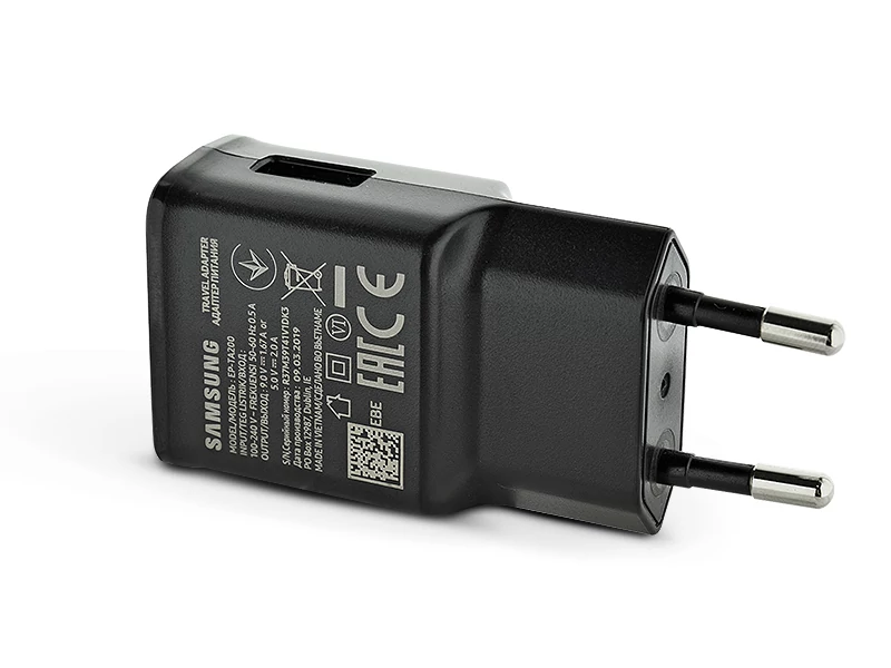 Samsung gyári USB hálózati töltő adapter - 5V/2A - EP-TA200EBE black - Adaptive Fast Charging (ECO csomagolás)