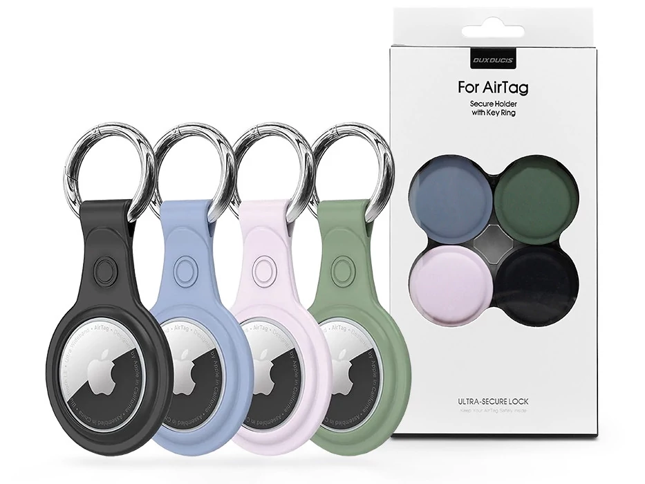 Dux Ducis Secure Holder szilikon védőtok Apple AirTag-hez - 4 db/cs - fekete/kék/zöld/pink