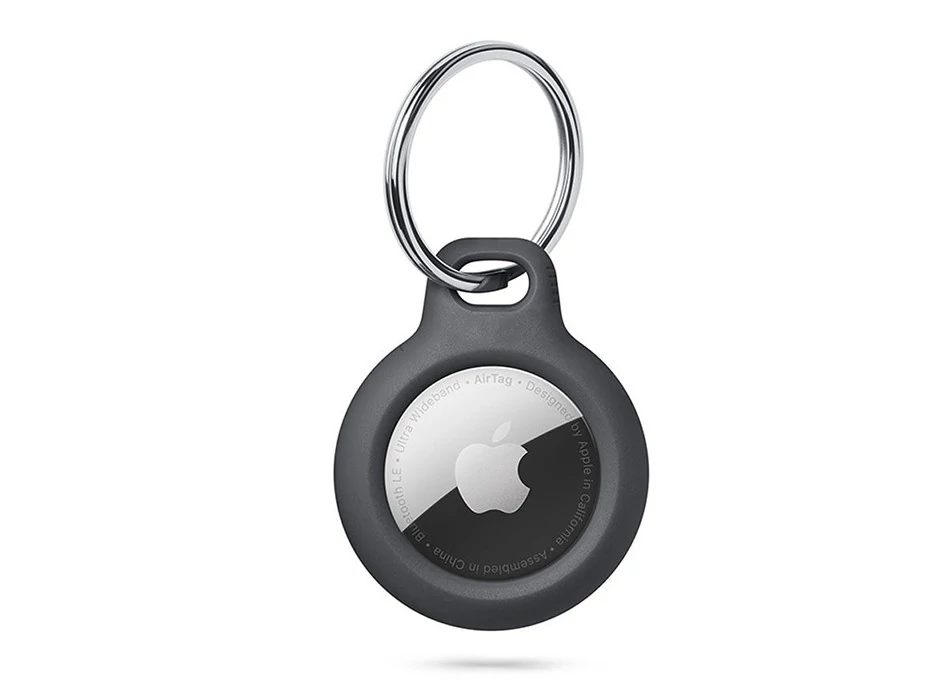Haffner Rough szilikon védőtok és kulcstartó Apple AirTag nyomkövetőhöz - fekete - ECO