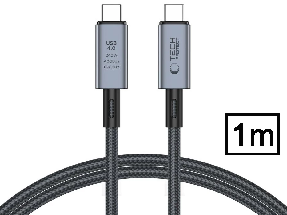Tech-Protect Ultraboost 240W PD USB/8K/40 Gbps/Type-C - Type-C adat- és töltőkábel 2m - szürke