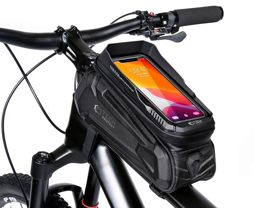 Univerzális kerékpárra szerelhető, por- és cseppálló telefontartó táska -       Tech-Protect XT5 Bike Mount - fekete