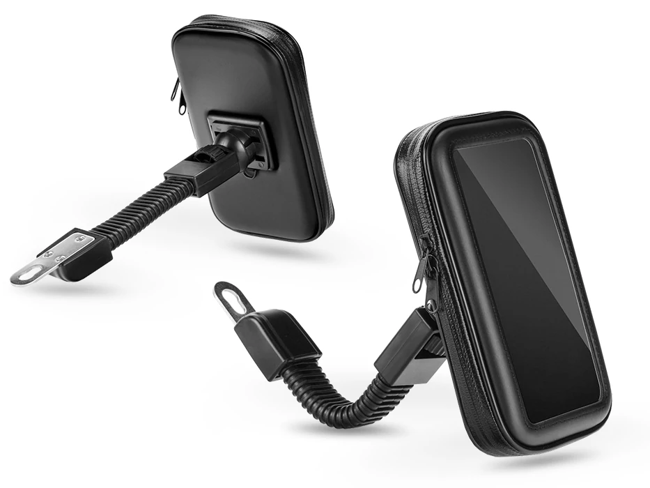 Univerzális kerékpárra / motorkerékpárra szerelhető, por- és cseppálló          telefontartó 5.5-6.3'' méretű készülékekhez - fekete