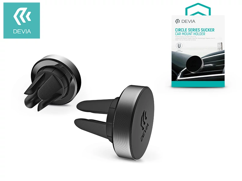 Devia szellőzőrácsba illeszthető mágneses autós tartó - Devia Circle Series     Sucker Car Mount Holder - szürke/fekete