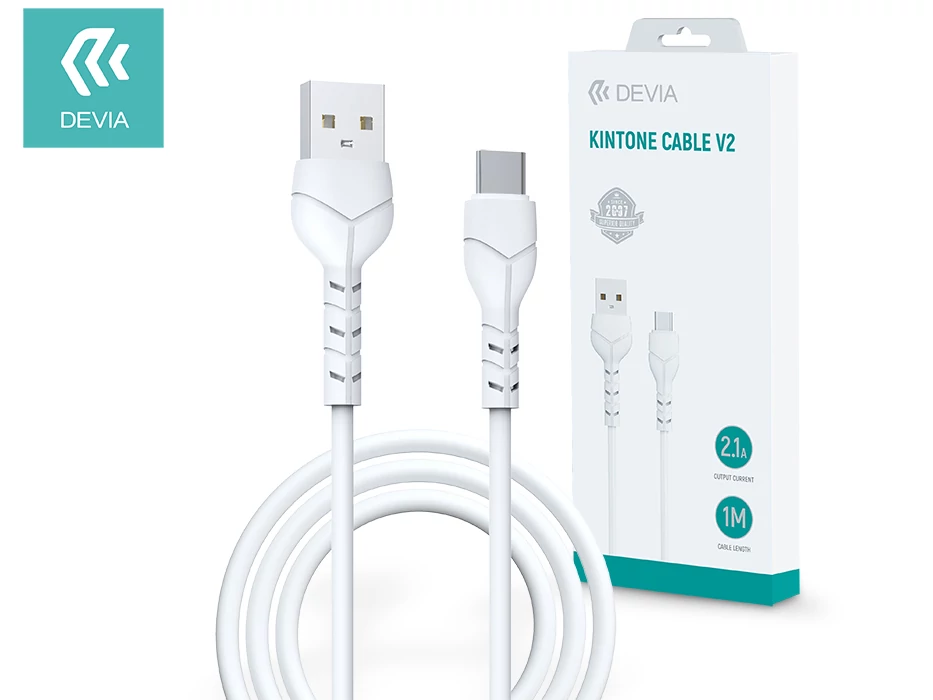 Devia Kintone Cable V2 Series 10W USB/Type-C adat- és töltőkábel 1m - fehér