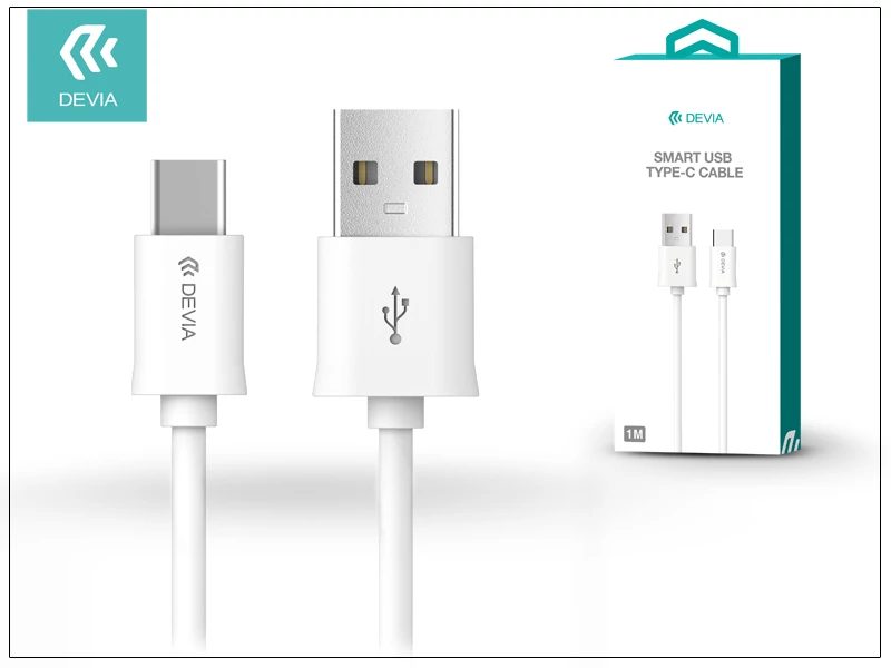 Devia Smart Series USB/Type-C adat- és töltőkábel 1m - fehér