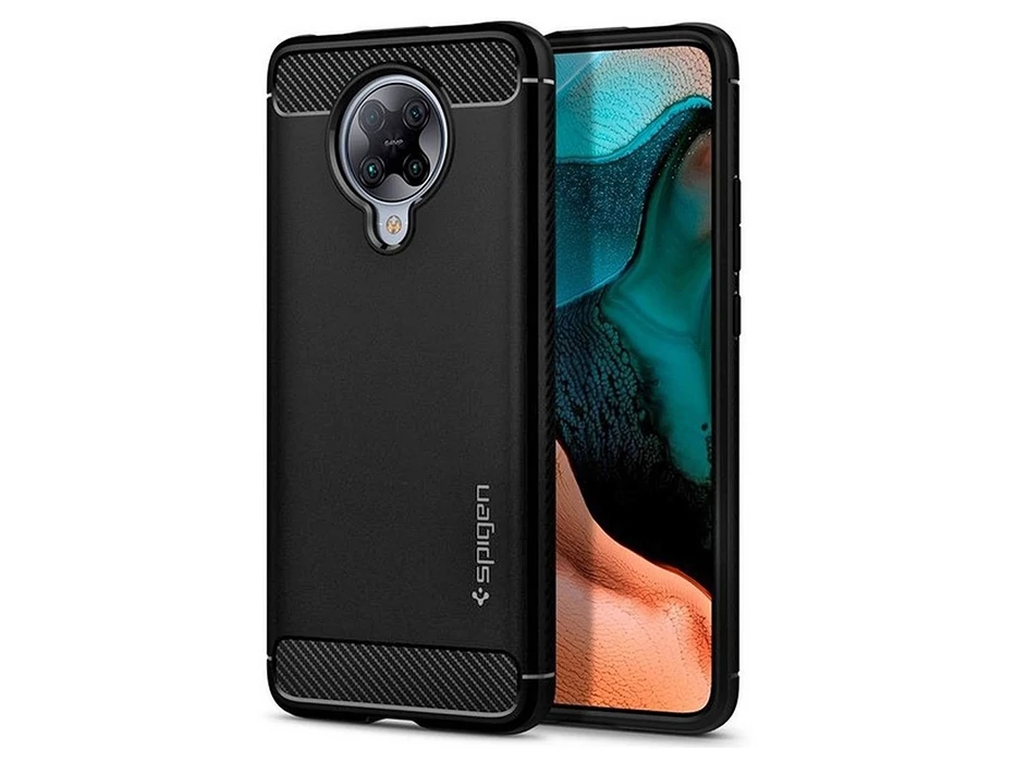 Xiaomi Poco F2 Pro ütésálló hátlap - Spigen Rugged Armor - fekete