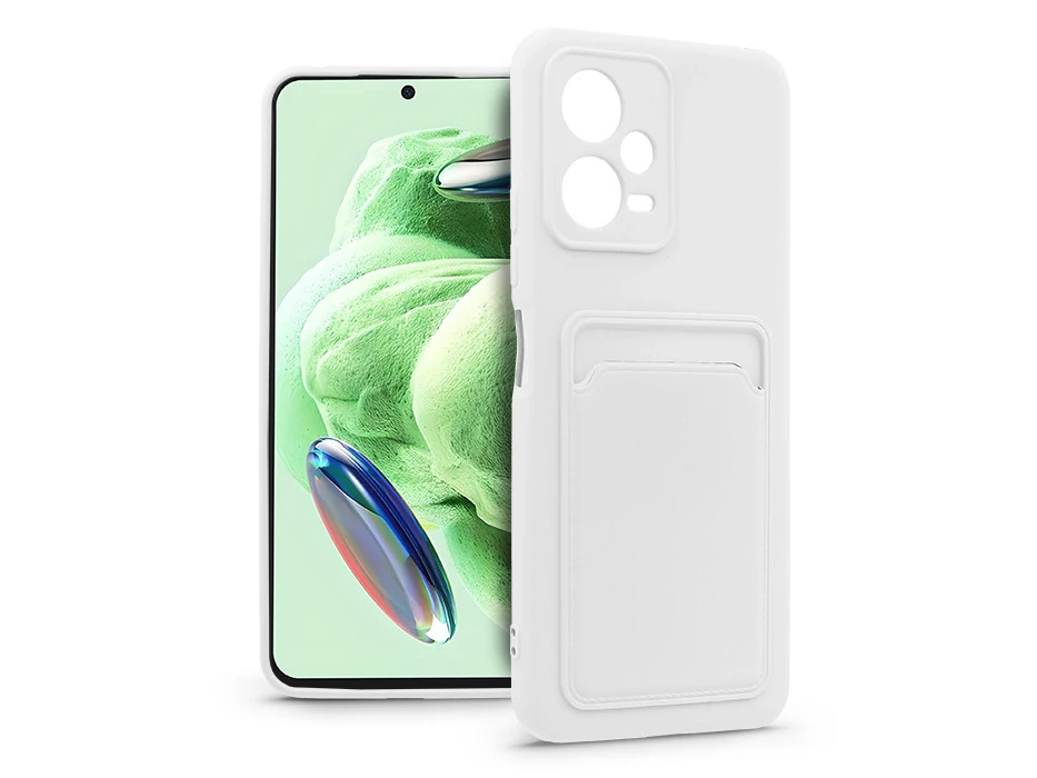 Haffner Card Case kártyatartós szilikon tok - Xiaomi Redmi Note 12 5G/Poco X5 5G - fehér